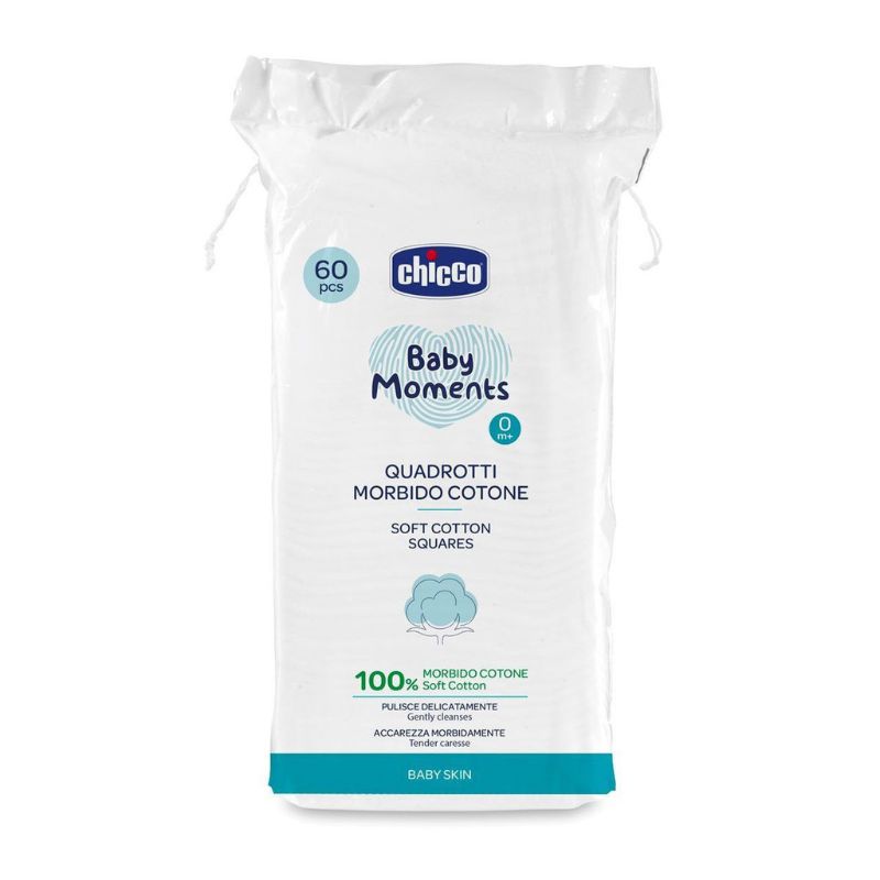 CHICCO CARRÉS COTON DOUX 60 PIECES BABY MOMENTS – 100% COTON