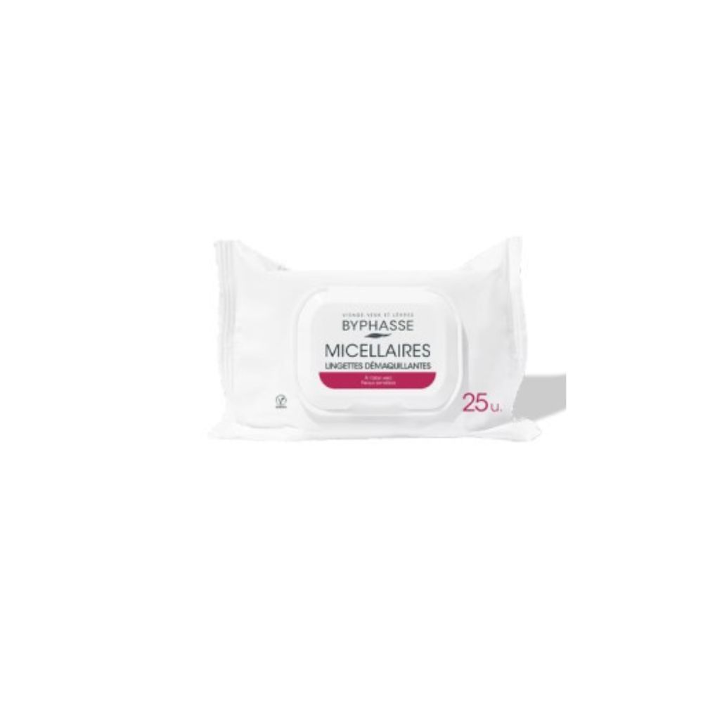 BYPHASSE LINGETTES DEMAQUILLANTES MICELLAIRES ALOE VERA 25 UNITES