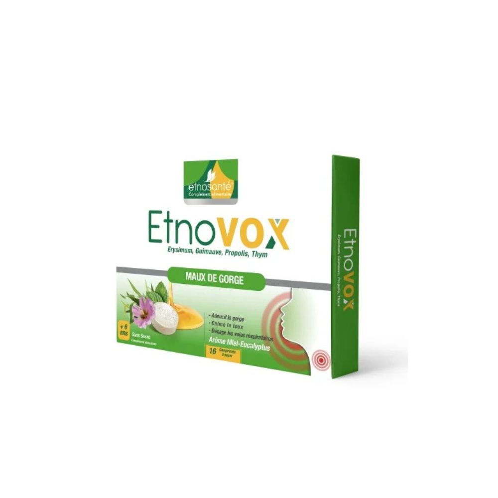 ETNOVOX MAUX DE GORGE MIEL EUCALYPTUS 16 COMPRIMES