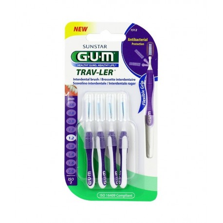 GUM Brossettes Traveler extrafine cylindrique bte de 4 (1512)