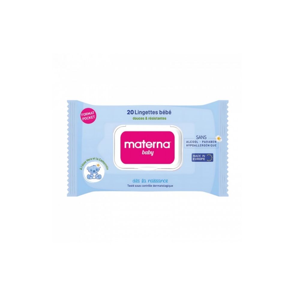 MATERNA LINGETTES bleue FORMAT POCKET BOITE DE 20