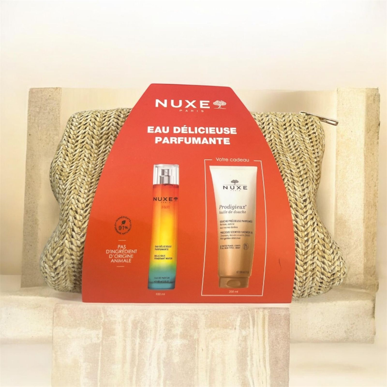 Nuxe eau délicieuse parfumante + huile de douche cadeau